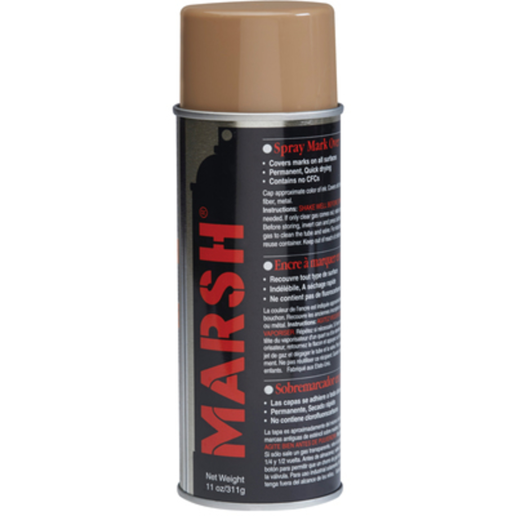 Marsh Tan Spray Stencil Ink - 11 Oz., Permanent, Waterproof, Fast-Drying, 12 Pcs, Model# MASKK